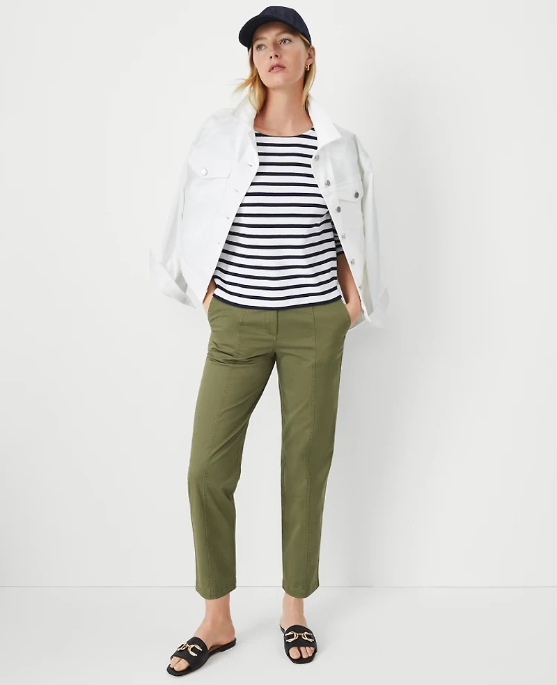 Ann Taylor Seamed Straight Ankle Pant Green Kalamata Women's