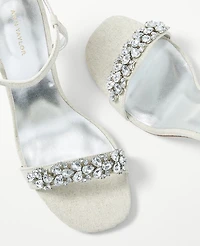 Ann Taylor Studio Collection Crystal Skinny Strap Sandals Size 9 Ivory Linen Women's