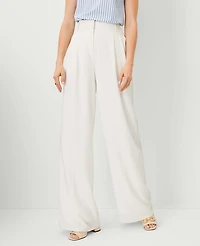Ann Taylor The Pleated Wide-Leg Pant Size 14 Winter White Women's