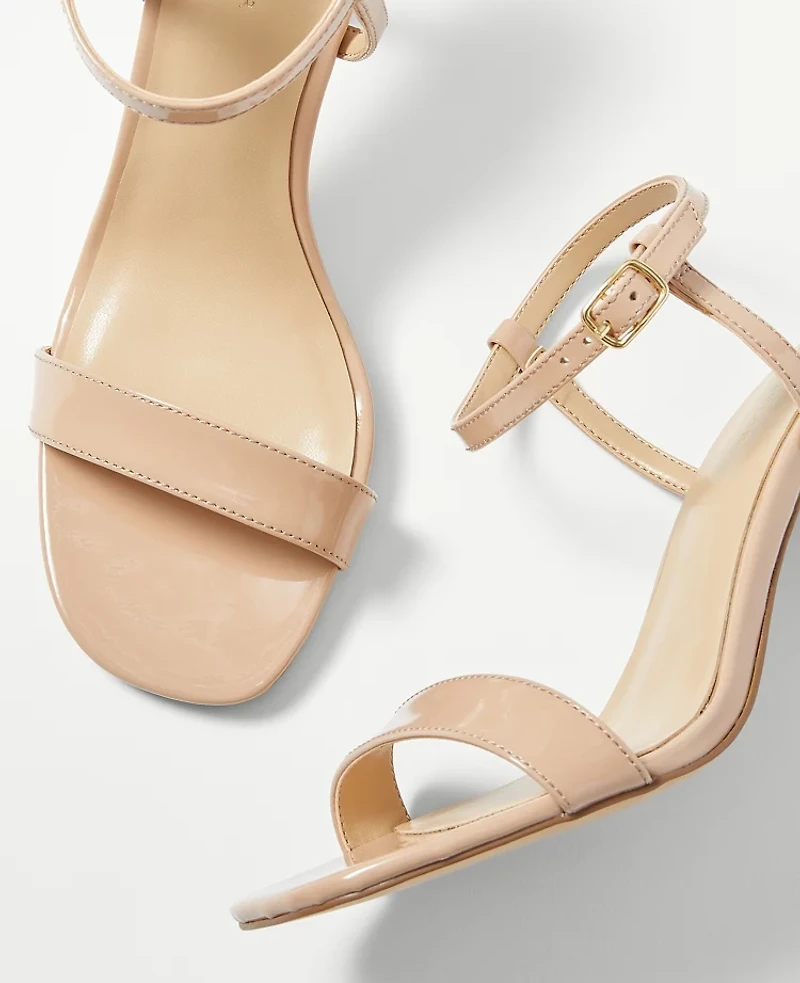 Ann Taylor Patent Skinny Strap Sandals Size 11 Camel Women's