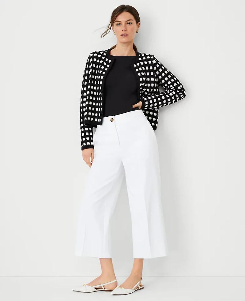 Ann Taylor The Kate Wide-Leg Crop Pant - Curvy Fit White Women's