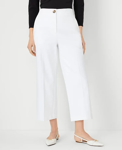 Ann Taylor The Kate Wide-Leg Crop Pant - Curvy Fit White Women's