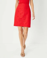 Ann Taylor Petite Eyelet A-Line Skirt Size 00 Peppermint Stick Women's