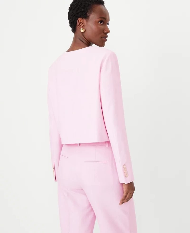 Ann Taylor The Petite Crew Neck Jacket in Cross Weave Size 14 Fragrant Lilac Women's