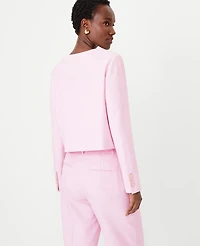 Ann Taylor The Petite Crew Neck Jacket in Cross Weave Size 14 Fragrant Lilac Women's