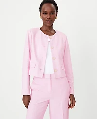 Ann Taylor The Petite Crew Neck Jacket in Cross Weave Size 14 Fragrant Lilac Women's