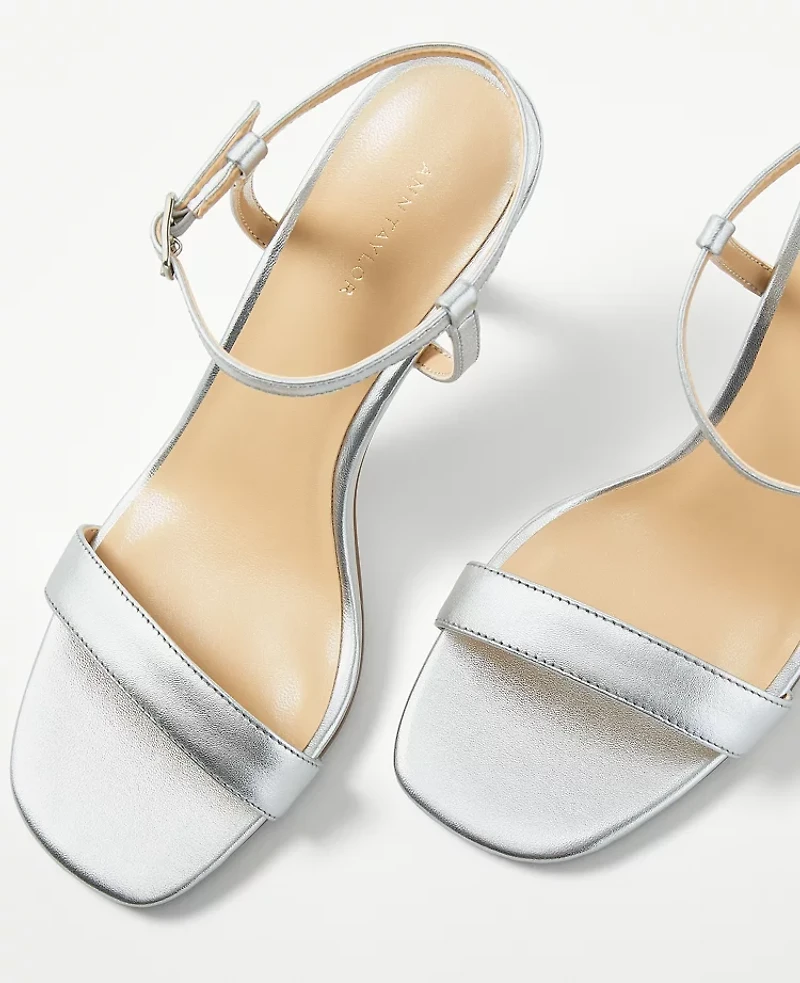 Ann Taylor Studio Collection Metallic Skinny Strap Sandals Size 11 Silver Women's