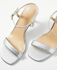 Ann Taylor Studio Collection Metallic Skinny Strap Sandals Size 11 Silver Women's