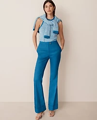 Ann Taylor The Petite Cuffed Trouser in Linen Twill Size 12 Santorini Women's