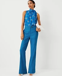 Ann Taylor The Petite Cuffed Trouser in Linen Twill Size 12 Santorini Women's