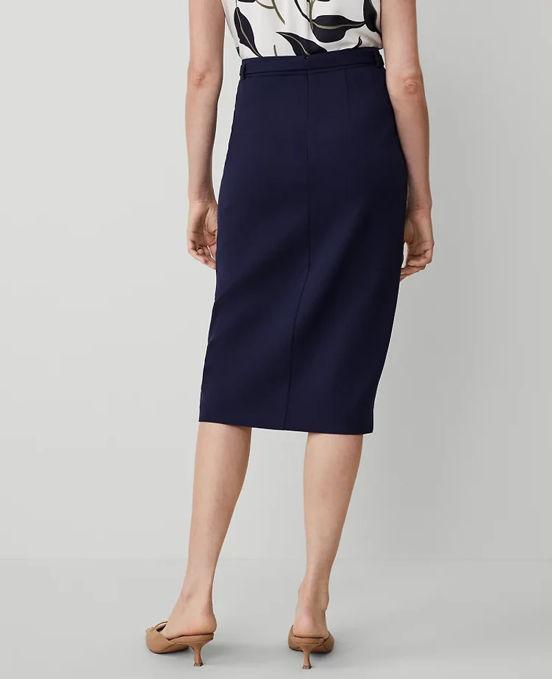 Ann Taylor The Long Pencil Skirt in Textured Drape Size 18 Navy Women's