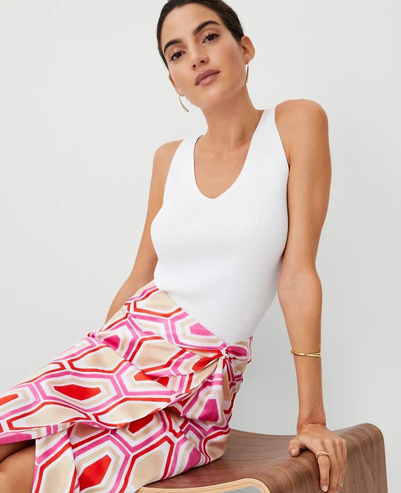 Ann Taylor Petite Geo Knot Wrap Pencil Skirt Bold Pink Women's