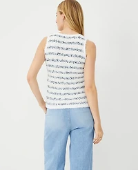 Ann Taylor Petite Textured Scoop Neck Tank Top White Multi Women's
