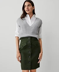 Ann Taylor Weekend Sateen Cargo Skirt Size 0 Hunters Green Women's