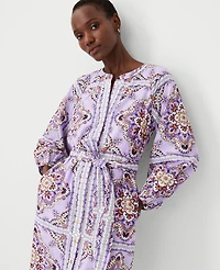 Ann Taylor Split Neck Belted Flare Dress Size 0 Lavender Latte Women's