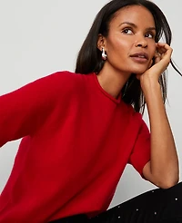 Ann Taylor Cashmere Roll Neck Sweater T-Shirt Size XS Sweet Cherry Women's