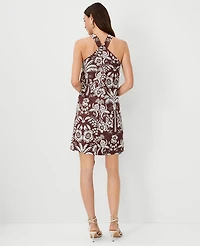 Ann Taylor Petite Palm Cotton Linen Halter Dress Size 00 Brown Stone Women's
