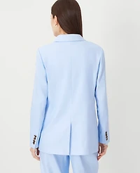 Ann Taylor The Oversized Peak Lapel Blazer in Linen Blend Size 2 Ojai Sky Women's