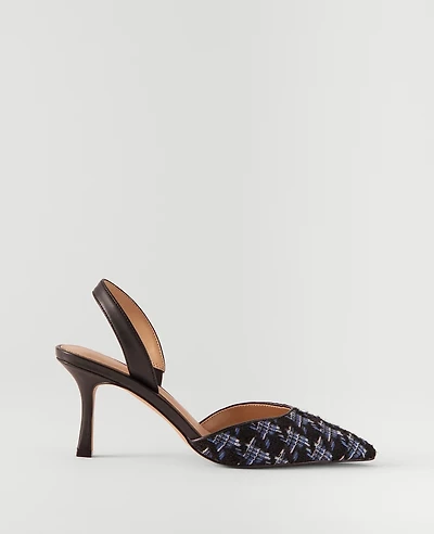 Ann Taylor Tweed Kerry Pumps Size 9 1/2 Black Women's