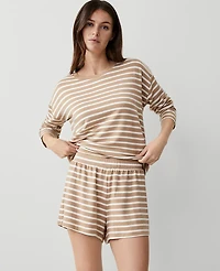 Ann Taylor Striped Lounge Shorts Camel Heather Women's