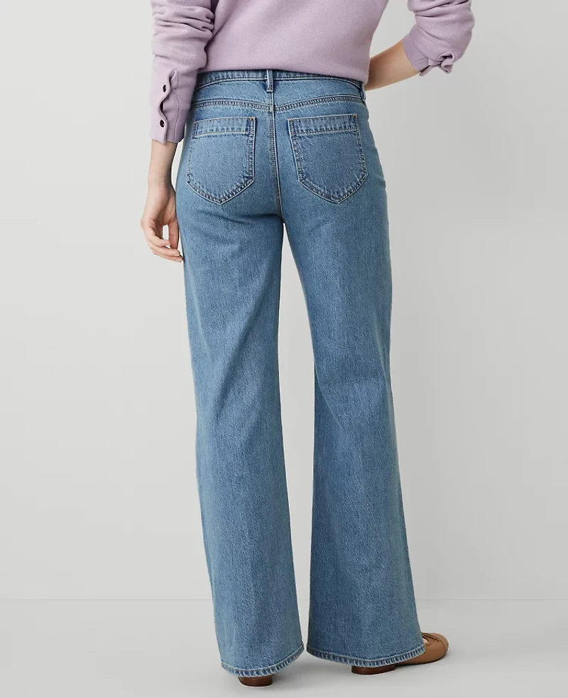 Ann Taylor Petite Wide Leg Jeans Size 8 Women's