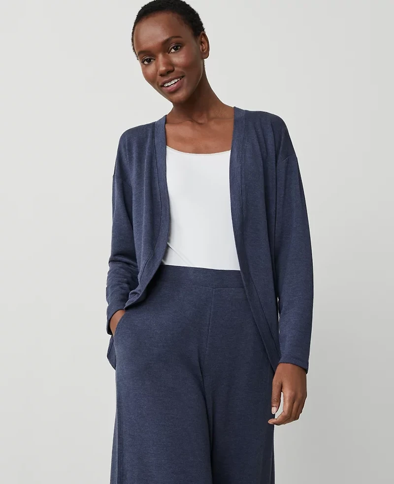 Ann Taylor Shawl Lounge Cardigan Size XS Dark Navy Heather Women's