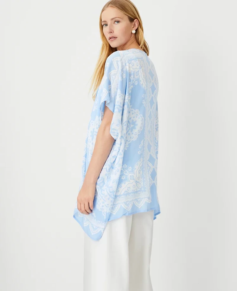 Ann Taylor Tile Poncho Size XS/S Ojai Sky Women's
