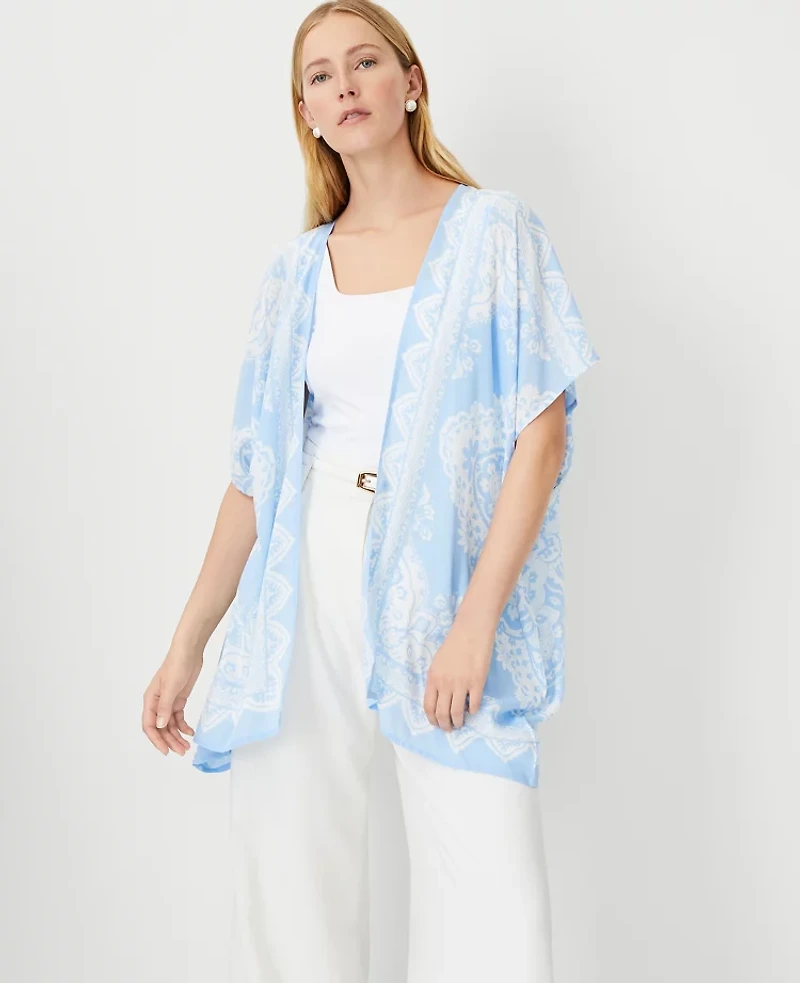 Ann Taylor Tile Poncho Size XS/S Ojai Sky Women's