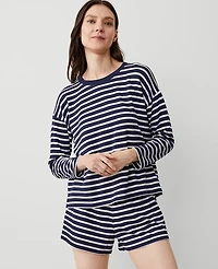 Ann Taylor Stripe Lounge Shirt Pure Sapphire Women's