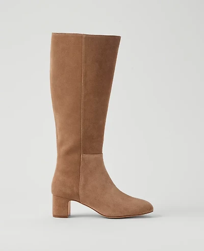 Ann Taylor Block Heel Suede Boot Size 6 Smoky Taupe Women's
