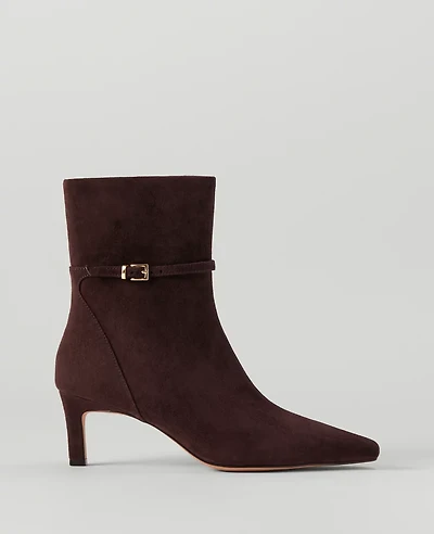 Ann Taylor Ankle Chain Suede Bootie Size 10 Carob Women's