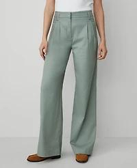 Ann Taylor Petite Weekend Collection Topstitched Wide-Leg Pant Size 4 Emerald Vapor Women's