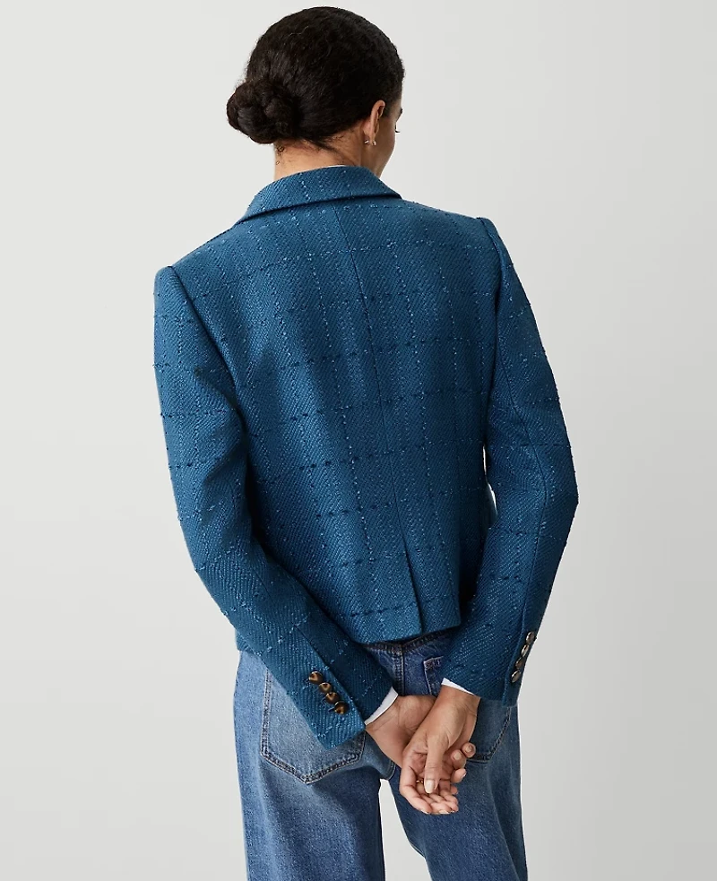 Ann Taylor The Newbury Blazer in Tweed Size 2 Underwater Teal Women's