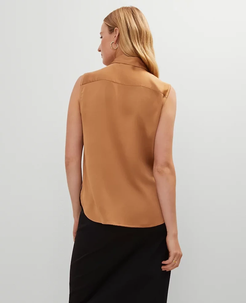 Ann Taylor Shirred Yoke Sleeveless Shirt Women's