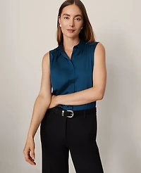 Ann Taylor Shirred Sleeveless Shirt Women's