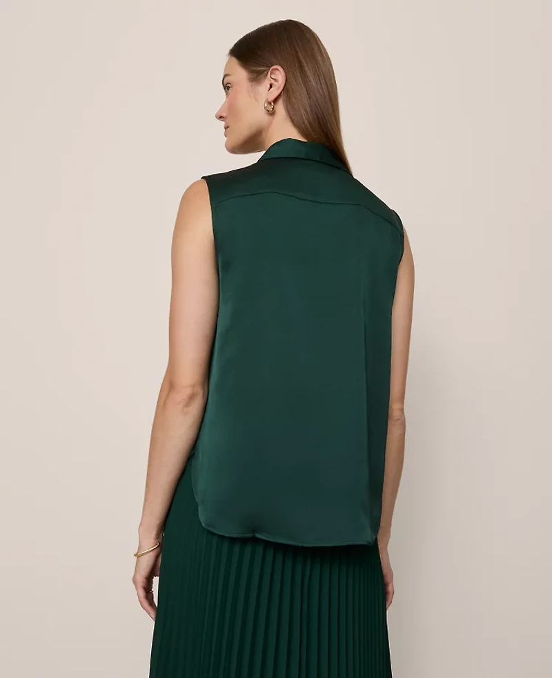Ann Taylor Shirred Yoke Sleeveless Shirt Women's