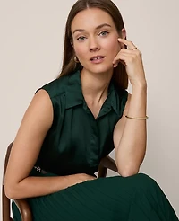Ann Taylor Shirred Yoke Sleeveless Shirt Women's