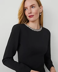Ann Taylor Jeweled-Neck Dress Size 4 Black Women's