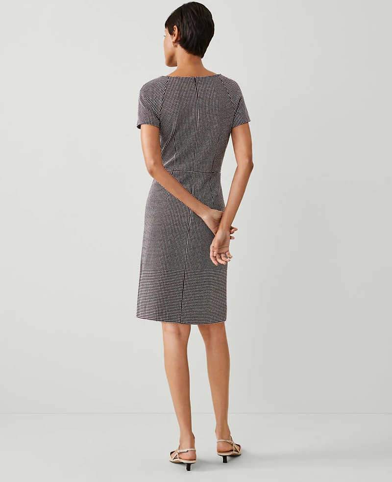 Ann Taylor Petite Textured Knit Short Sleeve Flare Dress Size 00 Plum Rose Women's