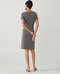Ann Taylor Petite Textured Knit Short Sleeve Flare Dress Size 00 Plum Rose Women's
