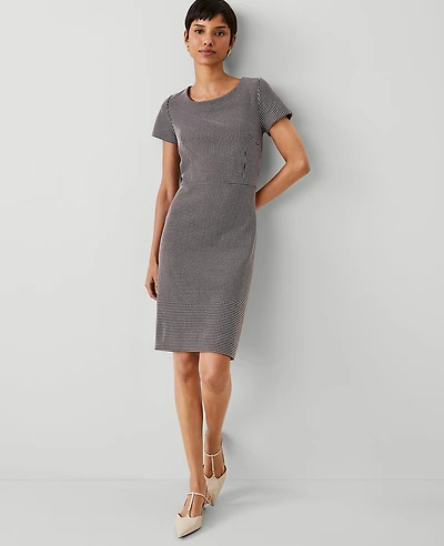 Ann Taylor Petite Textured Knit Short Sleeve Flare Dress Size 00 Plum Rose Women's