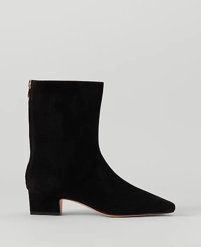 Ann Taylor Tapered Heel Suede Bootie Size 5 1/2 Black Women's
