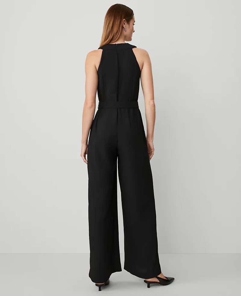 Ann Taylor Crossover Halter Jumpsuit Size 14 Black Women's