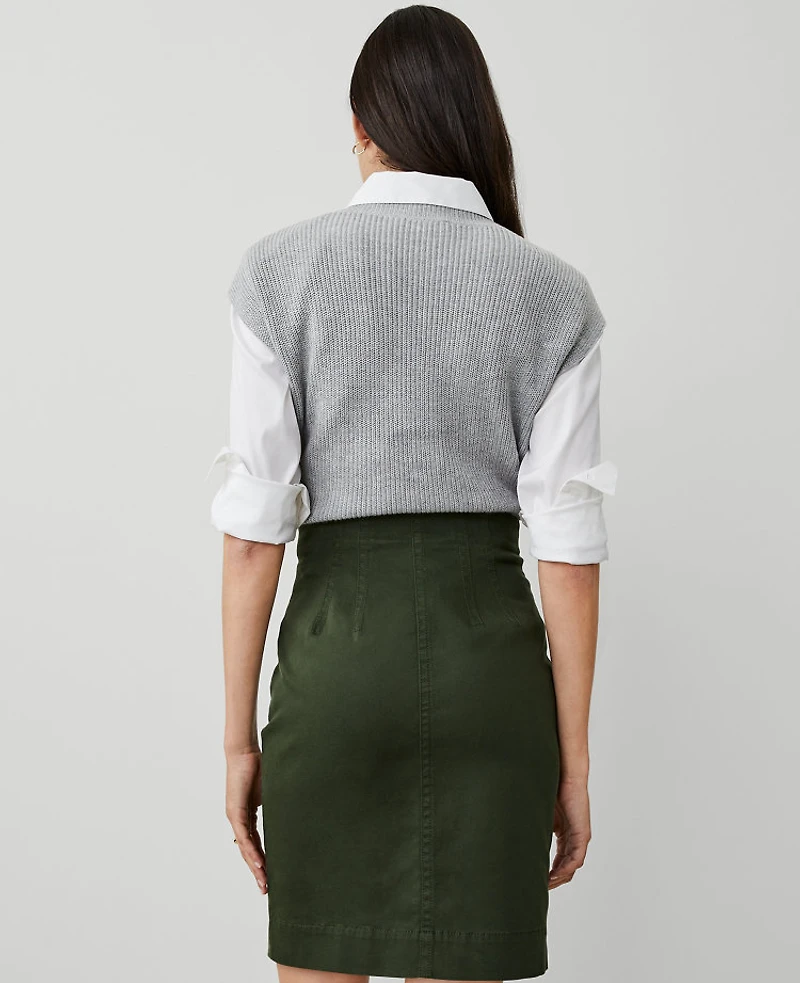 Ann Taylor Petite Weekend Sateen Cargo Skirt Hunters Green Women's