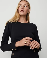 Ann Taylor Button Sheath Dress Size 10 Black Women's