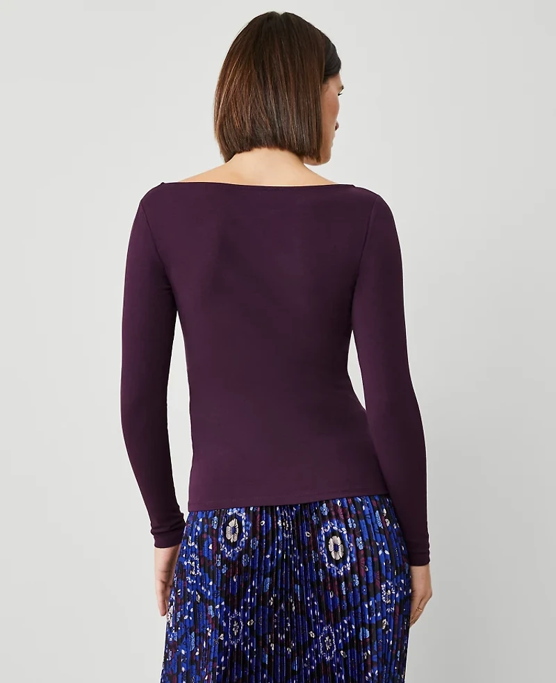 Ann Taylor Asymmetric Neck Top Purple Moon Women's