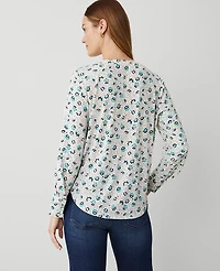 Ann Taylor Mixed Media Pleat Front Top Size Small Winter White Women's