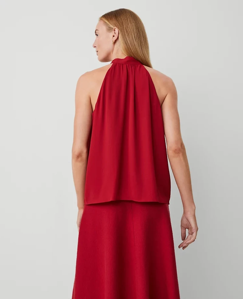 Ann Taylor Tie Neck Halter Top Size 2XL Gingham Red Women's
