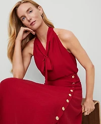 Ann Taylor Tie Neck Halter Top Size 2XL Gingham Red Women's