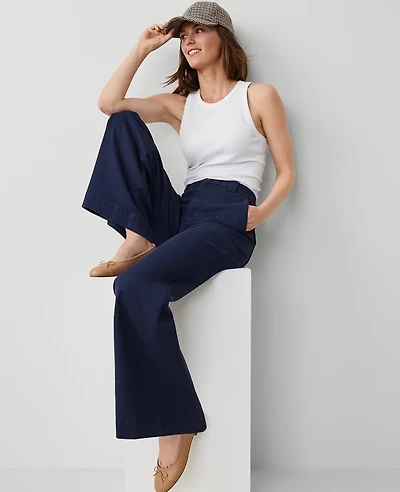 Ann Taylor Weekend Collection Wide-Leg Pant Size 12 Pure Sapphire Women's